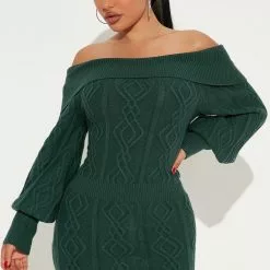 Fashion Nova Afternoon Tea Sweater Mini Dress - Green