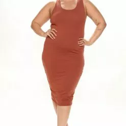 Fashion Nova Rachel Racerback Midi Dress - Brown -Fashion Nova Dresses Shop 08 05 22Studio7 DD AC 15 48 22 23 DX5737 Brown 0264 PLUS PB