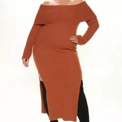 Fashion Nova Life Is A Dream Sweater Maxi Dress - Cognac -Fashion Nova Dresses Shop 08 05 22Studio7 DD AC 15 58 40 27 ID5160 Cognac 0304 PLUS JB
