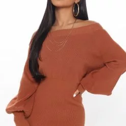 Fashion Nova Elated Off The Shoulder Mini Dress - Brown -Fashion Nova Dresses Shop 08 06 20STUDIO1 AP CP 11 12 33 16 90626 Brown 3788 JK