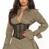 Fashion Nova Booked And Busy Corset Mini Dress - Olive