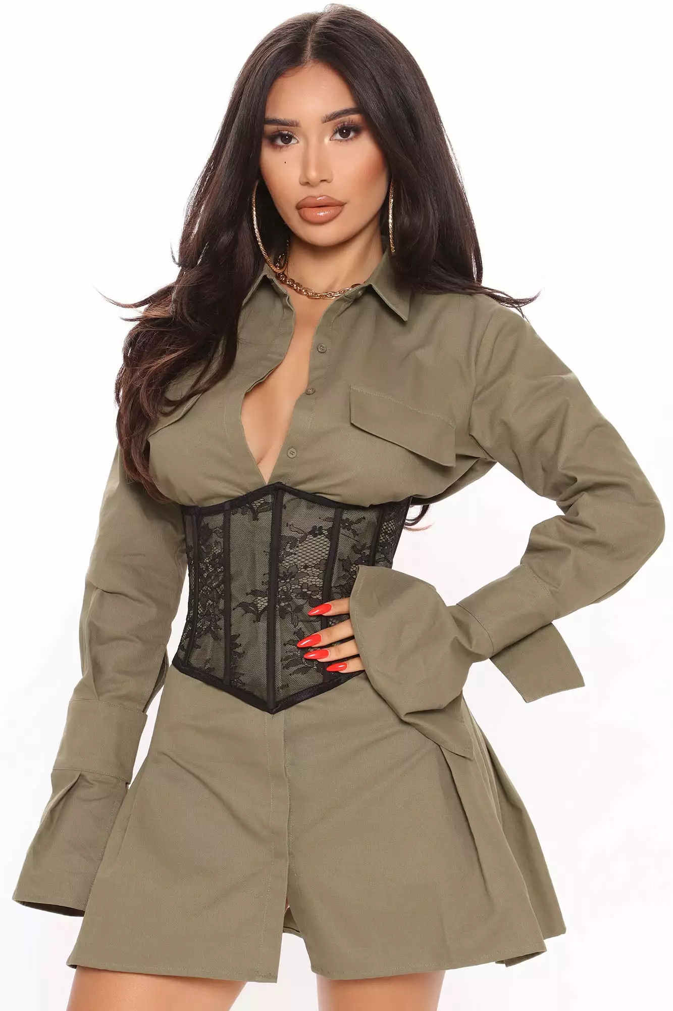 Fashion Nova Booked And Busy Corset Mini Dress - Olive 3 Fashion Nova Booked And Busy Corset Mini Dress - Olive