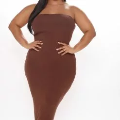 Fashion Nova Satisfied Ribbed Maxi Dress Set - Brown -Fashion Nova Dresses Shop 08 07 20Studio2 MA MJ 10 06 42 20 ST30001TD Brown 0562 PLUS WG