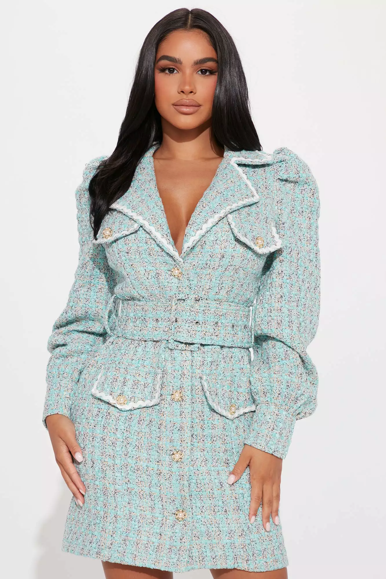 Fashion Nova Boss Woman Tweed Mini Dress - Mint 6 Fashion Nova Boss Woman Tweed Mini Dress - Mint - Image 4