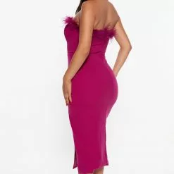 Fashion Nova Last Chance Feather Midi Dress - Magenta -Fashion Nova Dresses Shop 08 08 22Studio4 MS DJ 13 31 13 7 VD7844 Magenta 4297 JB