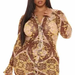Fashion Nova Endless Rosé Mesh Mini Dress - Brown/combo -Fashion Nova Dresses Shop 08 09 21Studio1 ME TB 11 39 04 34 YK5089D2 Browncombo 7874 PLUS EH