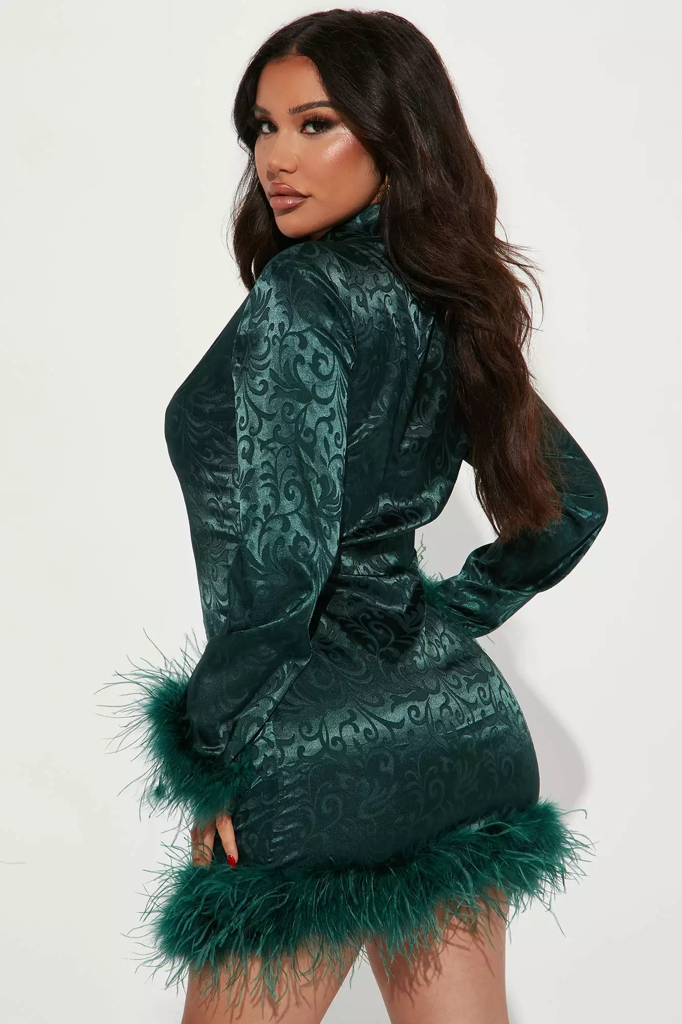 Fashion Nova Extra Affairs Satin Mini Dress - Hunter 5 Fashion Nova Extra Affairs Satin Mini Dress - Hunter - Image 3