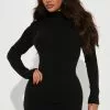 Fashion Nova Josie Sweater Mini Dress - Black