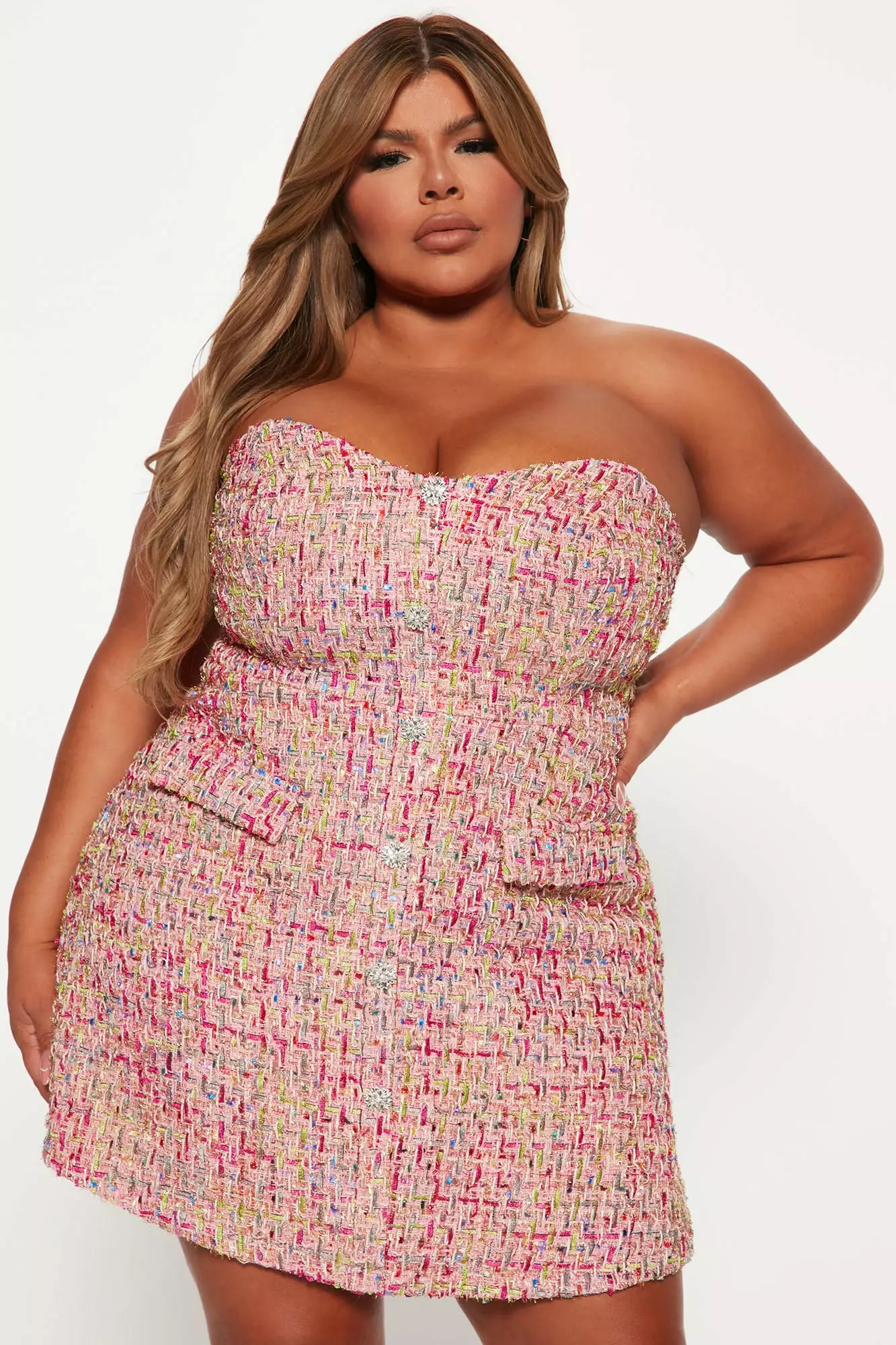 Fashion Nova Tanya Tweed Mini Dress - Pink/combo - Image 6
