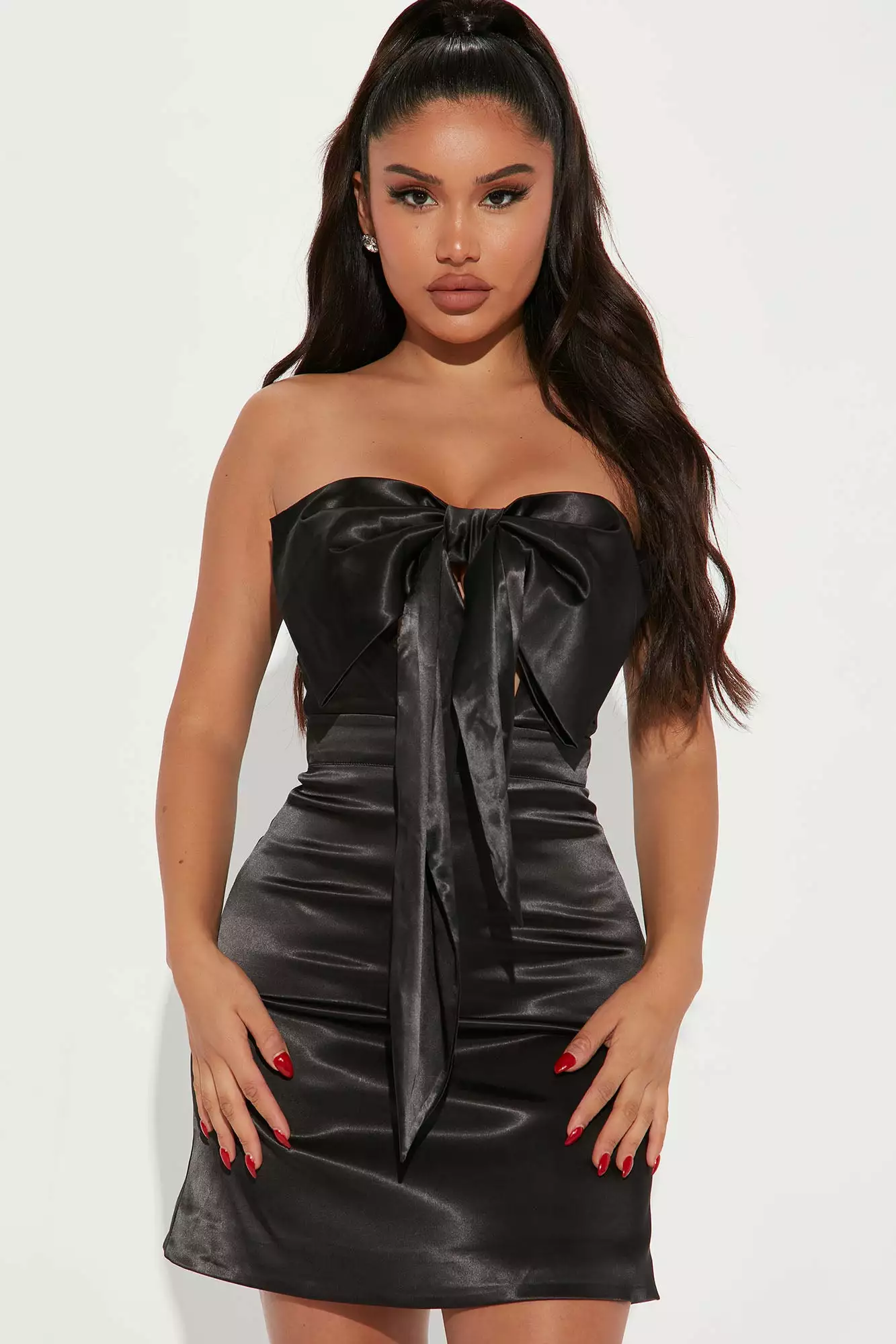 Fashion Nova Take A Bow Satin Mini Dress - Black 3 Fashion Nova Take A Bow Satin Mini Dress - Black