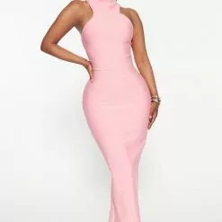 Fashion Nova By Your Side Bandage Maxi Dress - Pink