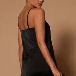 Fashion Nova Lilah Feather Trim Square Neck Mini Dress - Black -Fashion Nova Dresses Shop 08 11 22Studio6 SN KP 10 34 46 10 B60977 Black 1310 KL