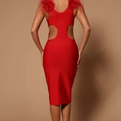 Fashion Nova Elisabeth Feather Midi Dress - Red -Fashion Nova Dresses Shop 08 11 22Studio6 SN KP 11 08 19 13 B16978 Red 1356 JB