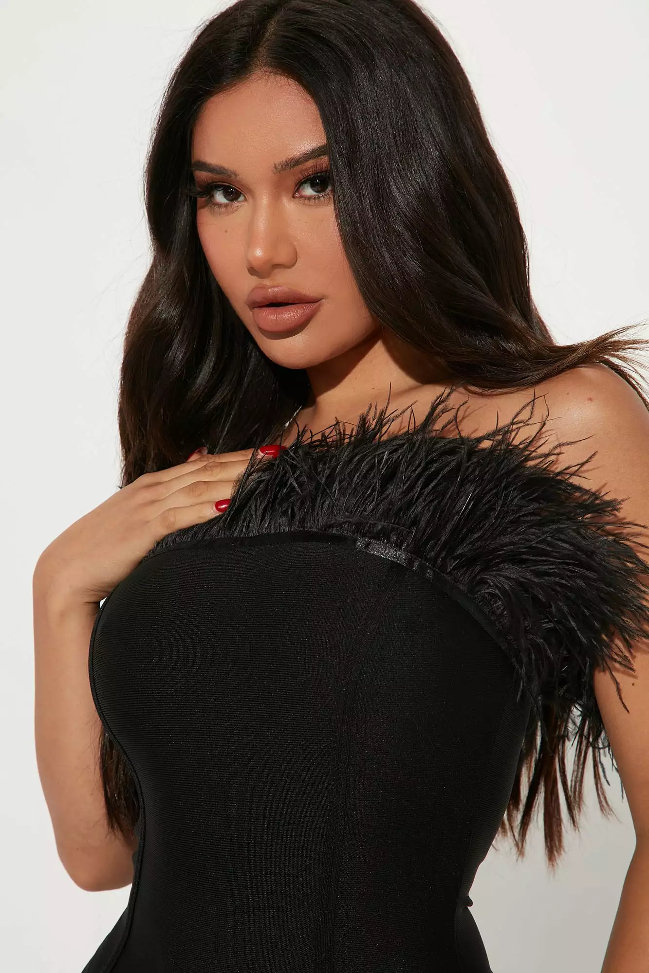 Fashion Nova Serena Bandage Feather Midi Dress - Black 5 Fashion Nova Serena Bandage Feather Midi Dress - Black - Image 3