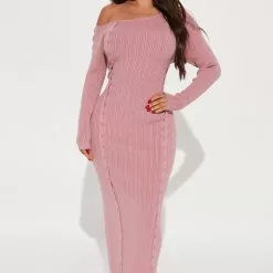 Fashion Nova Kassidy Sweater Maxi Dress - Mauve