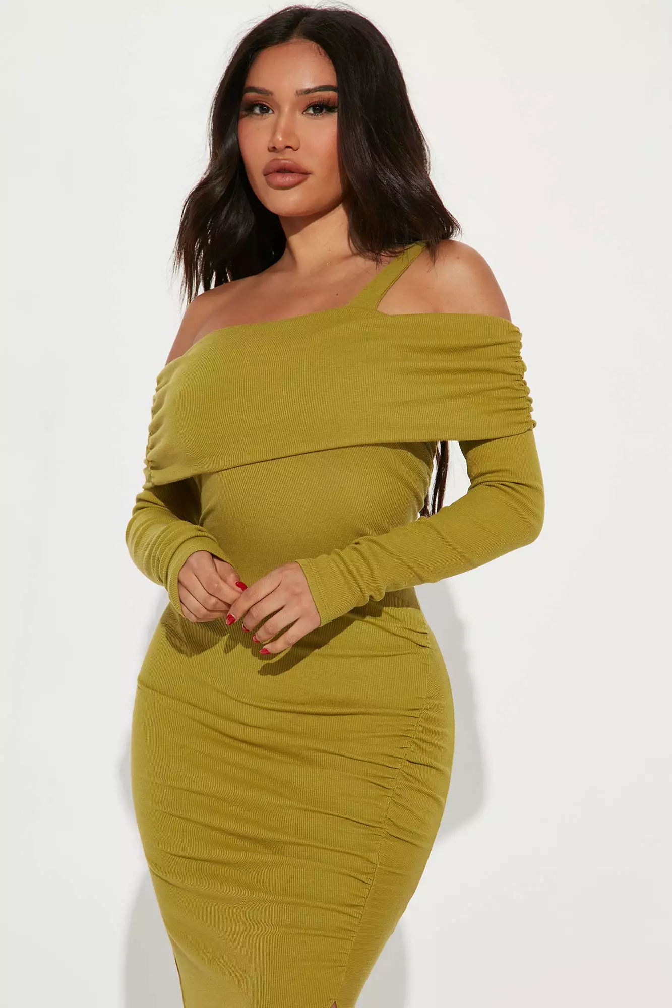 Fashion Nova Not Again Midi Dress - Olive 4 Fashion Nova Not Again Midi Dress - Olive - Image 2