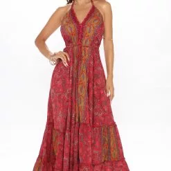 Fashion Nova Brunch In Bali Printed Maxi Dress - Pink/combo