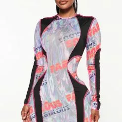 Fashion Nova Living On The Edge Mini Dress - Multi Color