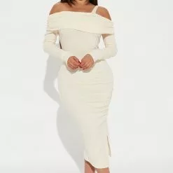 Fashion Nova Not Again Midi Dress - Cream