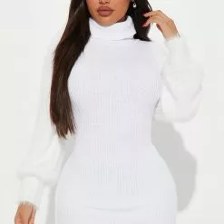 Fashion Nova Warm And Cuddly Sweater Mini Dress - Ivory