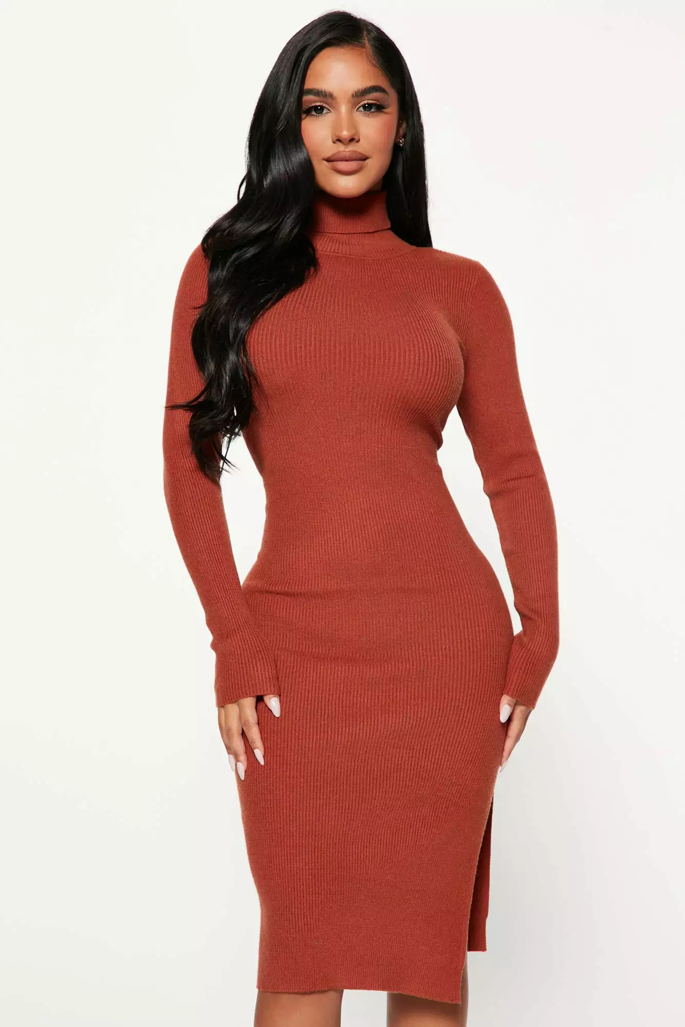 Fashion Nova One Chance Sweater Midi Dress - Rust 4 Fashion Nova One Chance Sweater Midi Dress - Rust - Image 2