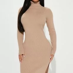 Fashion Nova One Chance Sweater Midi Dress - Cream