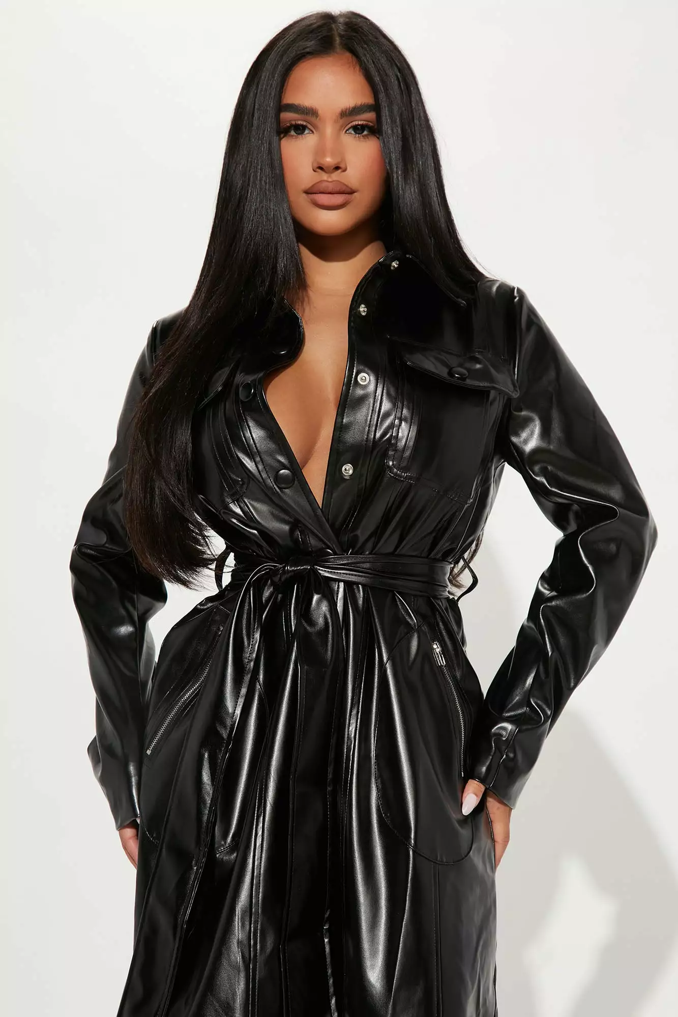 Fashion Nova Americana Faux Leather Maxi Dress - Black 4 Fashion Nova Americana Faux Leather Maxi Dress - Black - Image 2