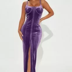 Fashion Nova Agnes Velvet Maxi Dress - Purple