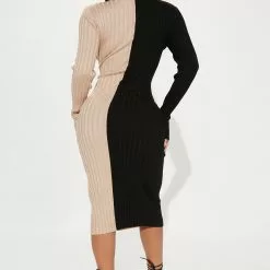 Fashion Nova Split Into Two Sweater Midi Dress - Black/combo -Fashion Nova Dresses Shop 08 16 22Studio1 KS 11 11 05 28 RDAE6842FN Blackcombo 3717 KS