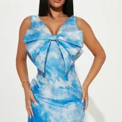 Fashion Nova Jeanette Jacquard Mini Dress - Blue/combo