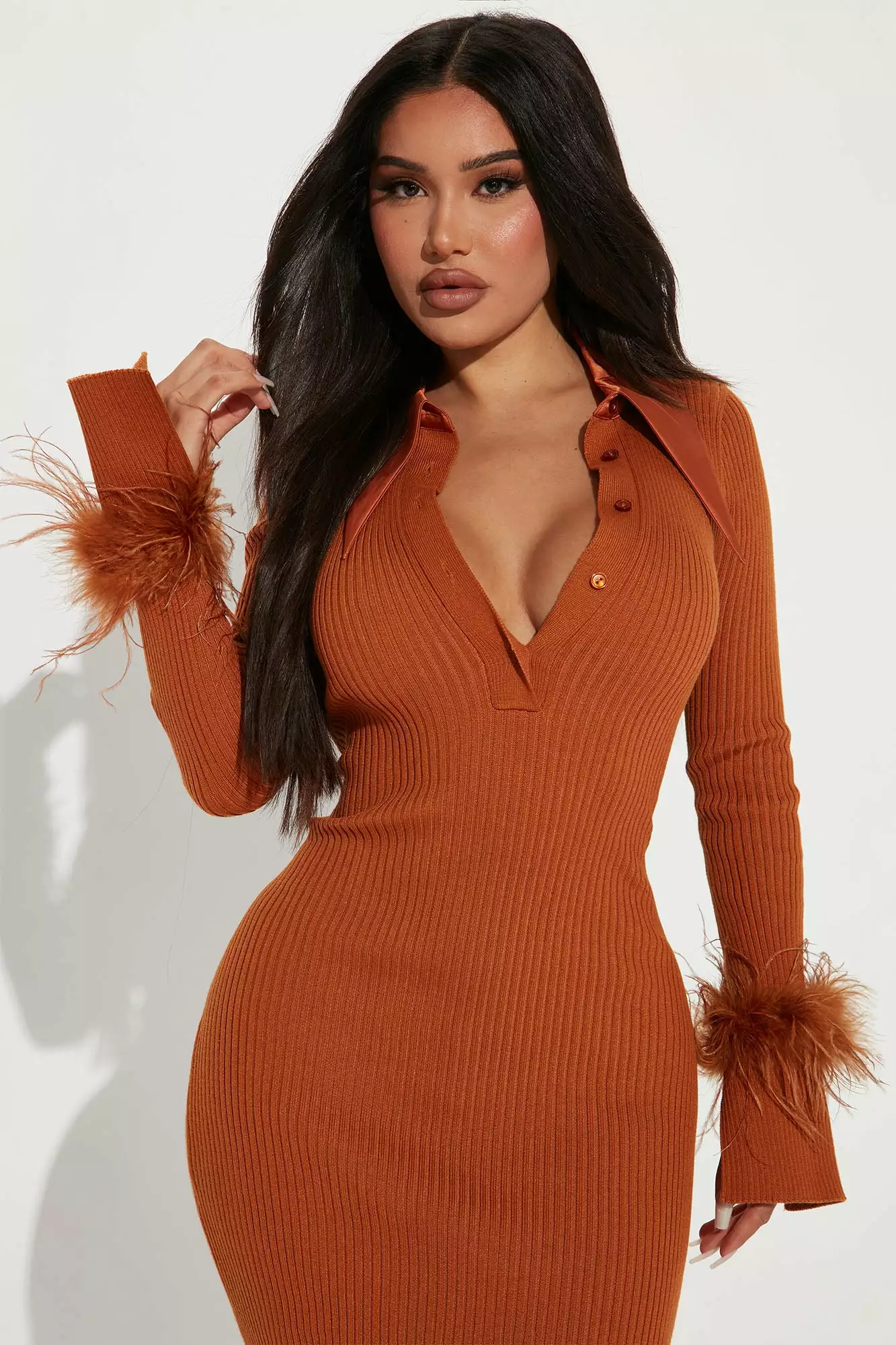 Fashion Nova Raelynn Sweater Midi Dress - Rust 4 Fashion Nova Raelynn Sweater Midi Dress - Rust - Image 2