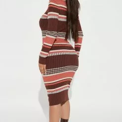 Fashion Nova Savy Striped Midi Dress - Brown/combo -Fashion Nova Dresses Shop 08 16 22Studio2 MS 11 10 17 19 RDAD3171FN Browncombo 3599 PB