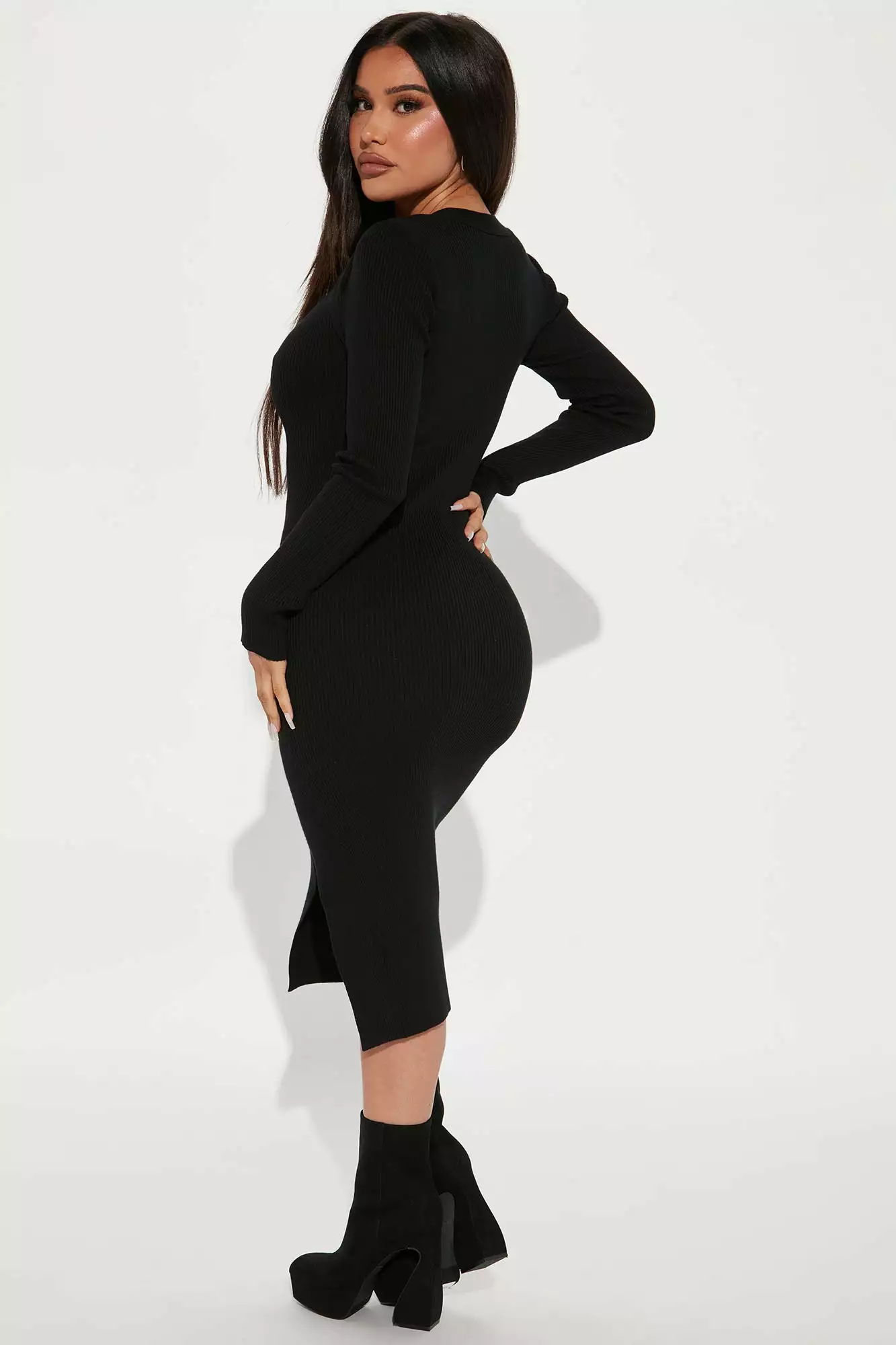 Fashion Nova In The Name Of Love Sweater Midi Dress - Black 5 Fashion Nova In The Name Of Love Sweater Midi Dress - Black - Image 3