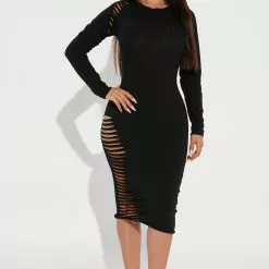 Fashion Nova Blair Midi Dress - Black