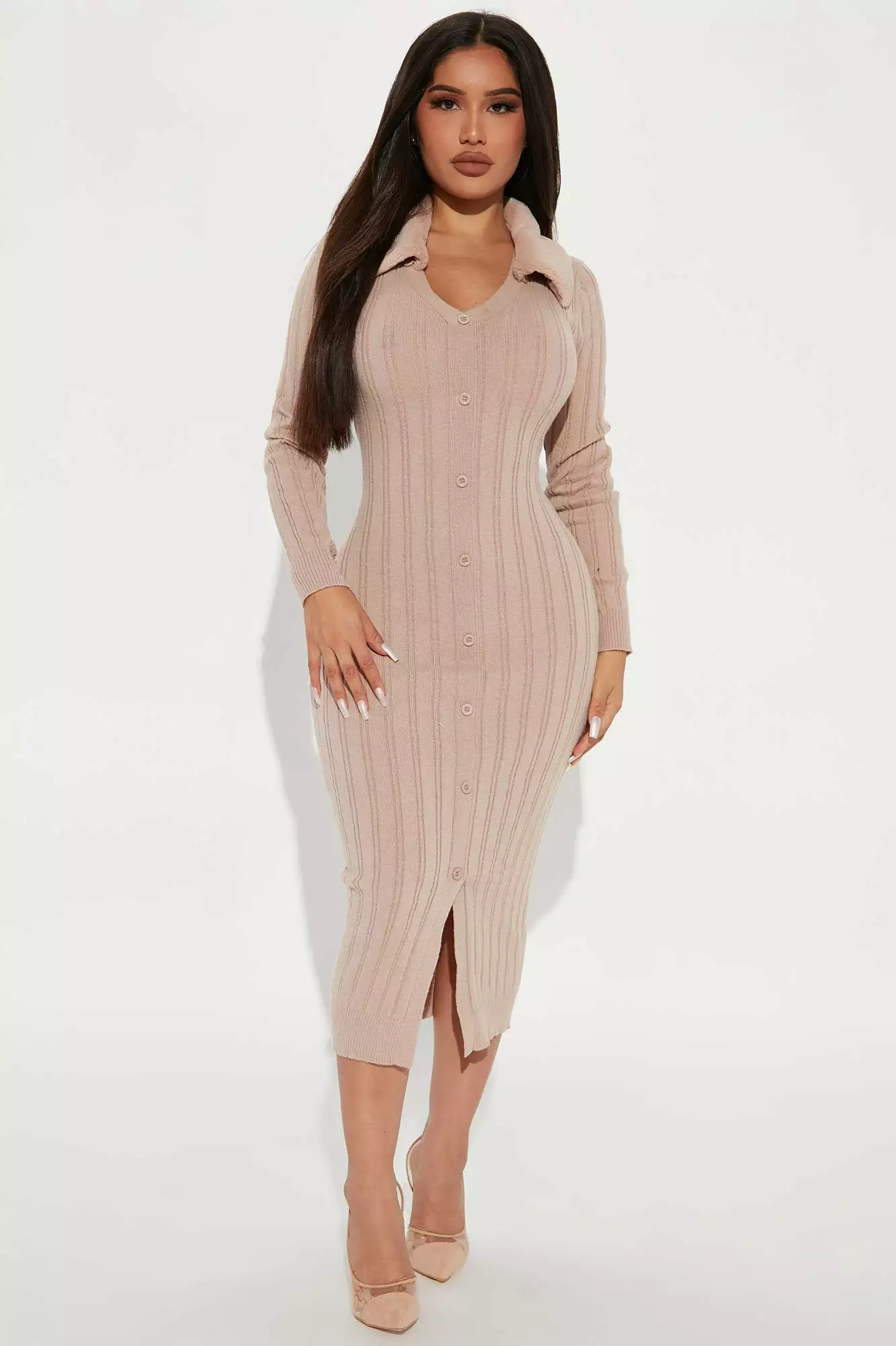 Fashion Nova Mia Knit Midi Dress - Mocha 3 Fashion Nova Mia Knit Midi Dress - Mocha