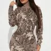 Fashion Nova Undercover Sweater Mini Dress - Grey/combo