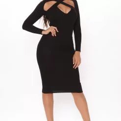 Fashion Nova Caught Looking Sweater Midi Dress - Black -Fashion Nova Dresses Shop 08 17 20Studio2 JP 15 15 55 20 1870FN Black 1028 RA