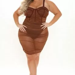 Fashion Nova Mixed Drinks Mixed Feelings Mini Dress - Chocolate -Fashion Nova Dresses Shop 08 17 21Studio3 MS JH 13 19 48 22 MGT011 Chocolate 0367 PLUS DC