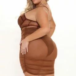 Fashion Nova Mixed Drinks Mixed Feelings Mini Dress - Chocolate -Fashion Nova Dresses Shop 08 17 21Studio3 MS JH 13 20 12 22 MGT011 Chocolate 0375 PLUS DC