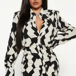 Fashion Nova All Fax No Printer Shirt Dress - Off White/combo