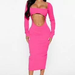 Fashion Nova Model Energy Midi Dress - Pink