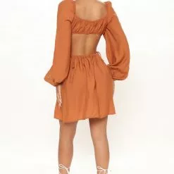 Fashion Nova Gianna Mini Dress - Rust -Fashion Nova Dresses Shop 08 18 21Studio1 CE KP 10 01 50 12 FS22A724 Rust 2054 MH