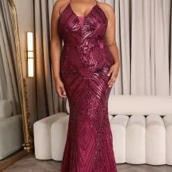 Fashion Nova Minding My Business Sequin Maxi Dress - Plum -Fashion Nova Dresses Shop 08 18 22Studio7 SN JM 15 11 22 69 1371P8 Plum 1152 PLUS PB