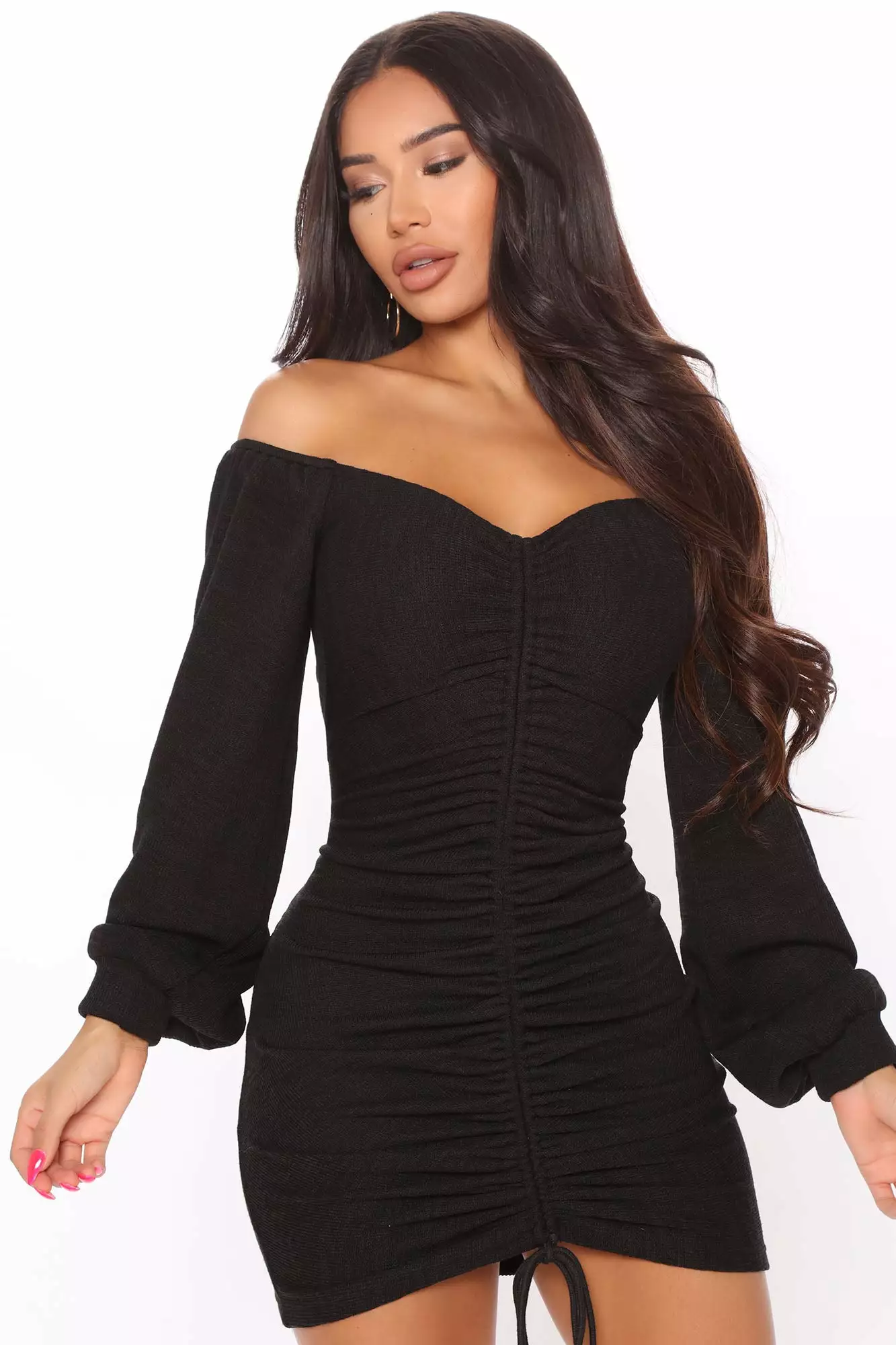 Fashion Nova Baby I'm In Love Ruched Dress - Black 5 Fashion Nova Baby I'm In Love Ruched Dress - Black - Image 3