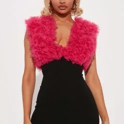 Fashion Nova Lana Tulle Mini Dress - Black/Pink