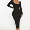 Fashion Nova Sasha Ribbed Midi Dress - Black -Fashion Nova Dresses Shop 08 19 22Studio3 RM ON 15 27 19 19 RD47543L Black 1752 EH