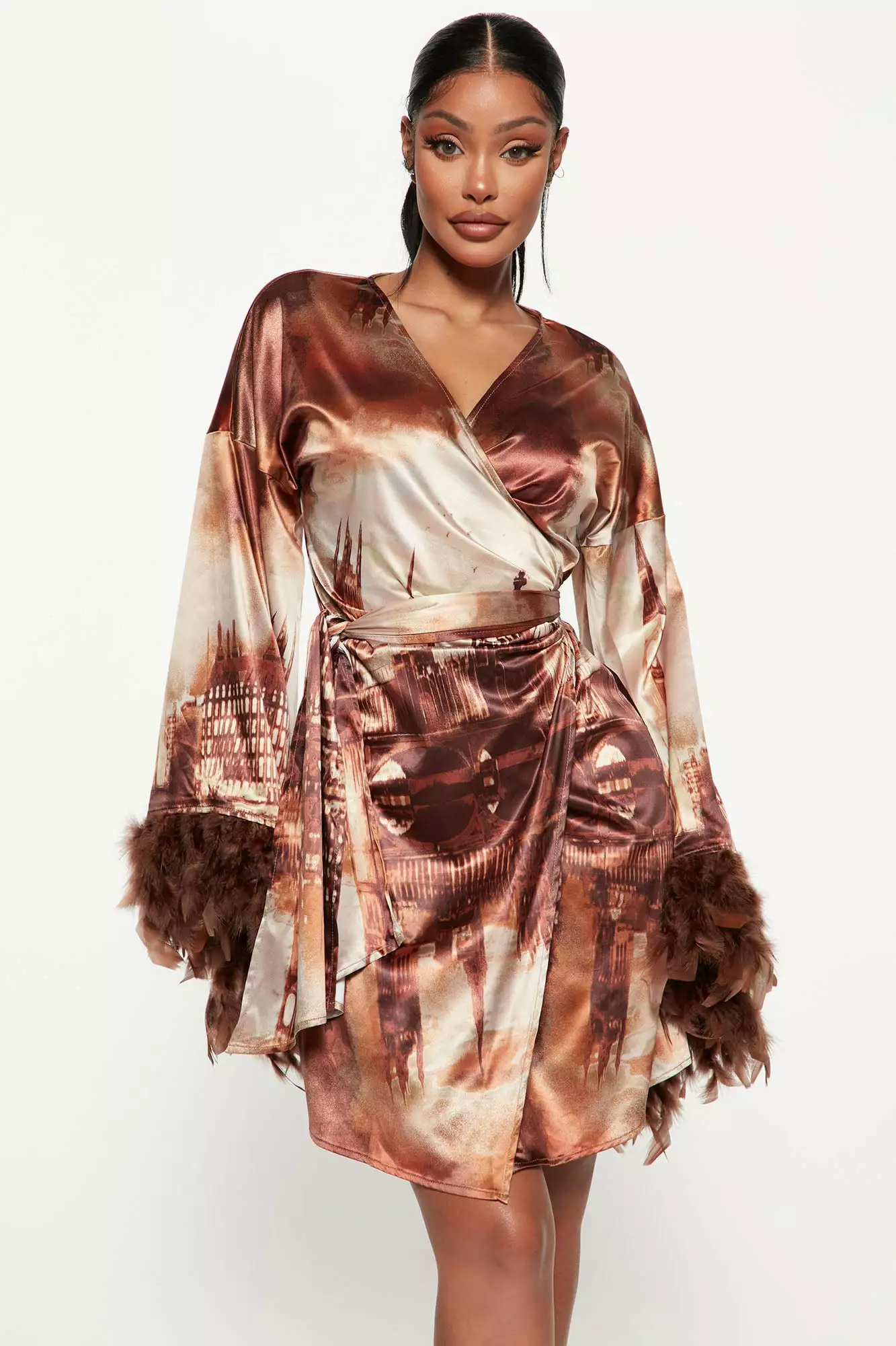 Fashion Nova London Gal Satin Mini Dress - Brown/combo 3 Fashion Nova London Gal Satin Mini Dress - Brown/combo