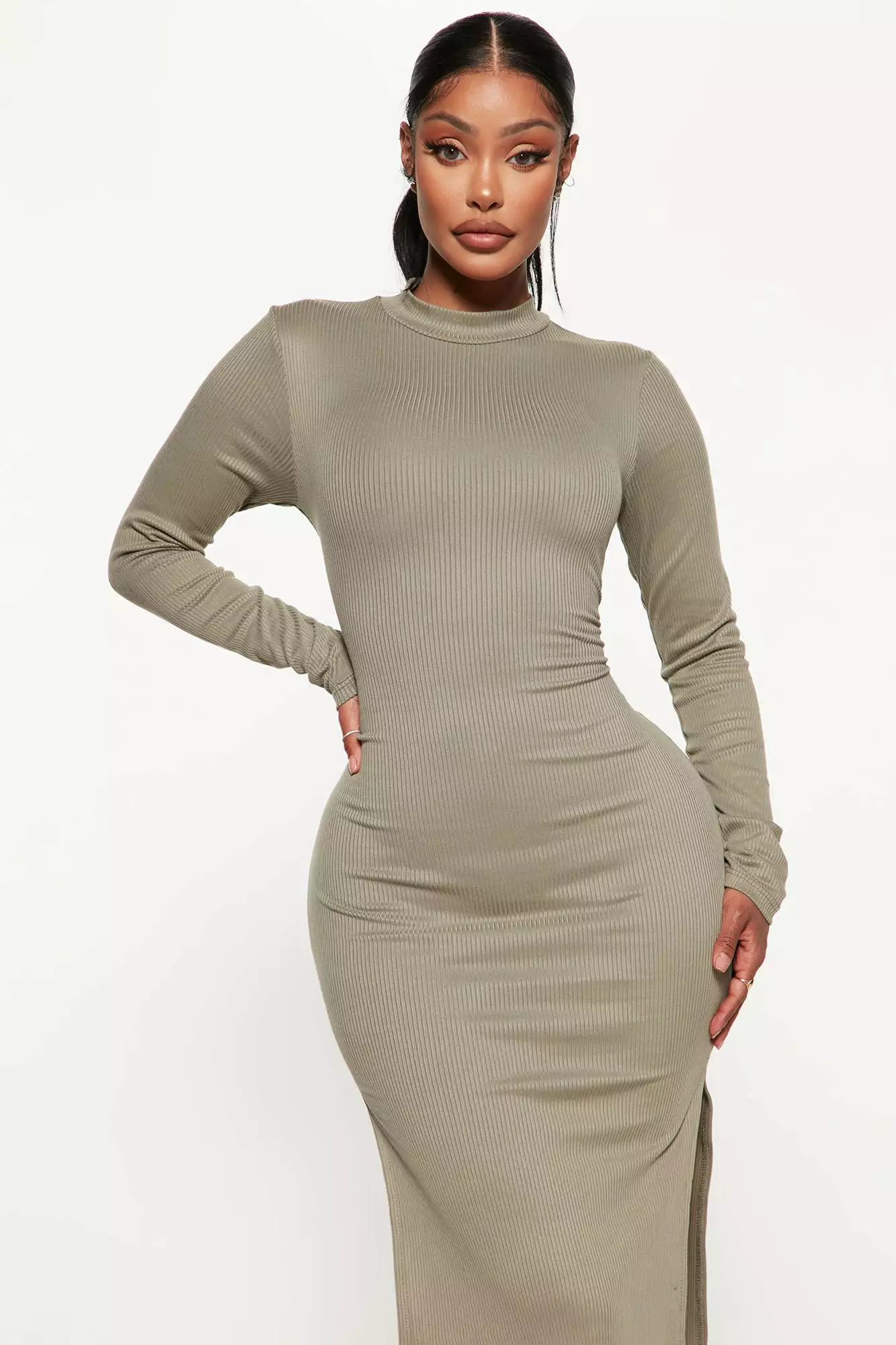 Fashion Nova Katie Midi Dress - Olive 4 Fashion Nova Katie Midi Dress - Olive - Image 2