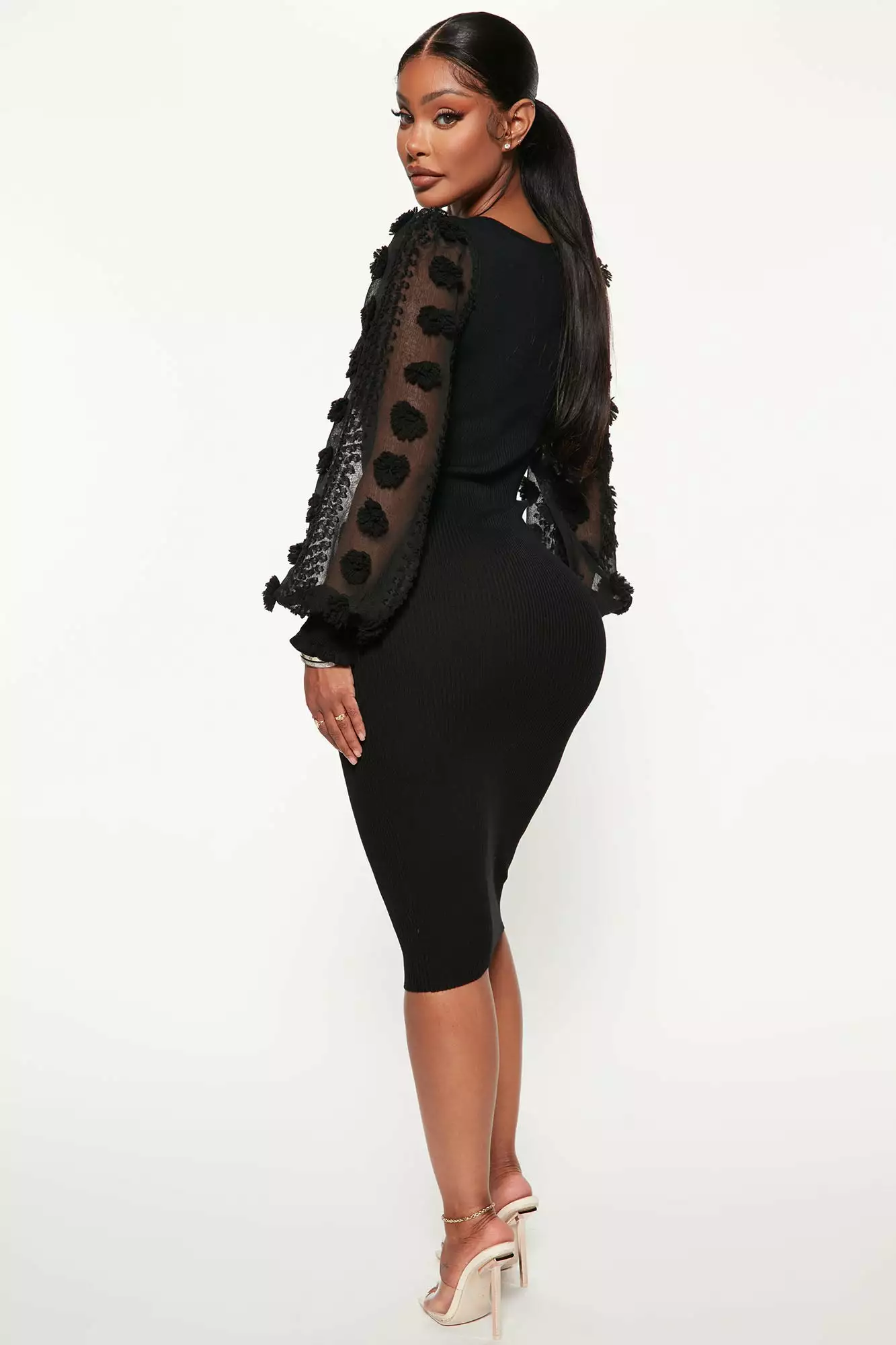 Fashion Nova Heart Flutter Sweater Midi Dress - Black 5 Fashion Nova Heart Flutter Sweater Midi Dress - Black - Image 3