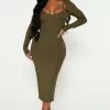 Fashion Nova Sasha Ribbed Midi Dress - Olive 2 Fashion Nova Sasha Ribbed Midi Dress - Olive -Fashion Nova Dresses Shop 08 19 22Studio4 RT DJ 10 57 39 8 RD47543L Olive 3720 PB